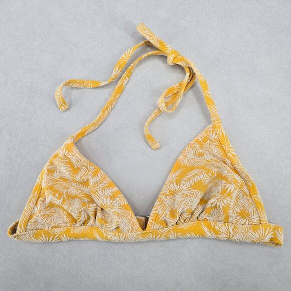 Xhilaration Yellow Tropical Boho Tie Swim Sports Bra Beach Bikini Top M Medium - Picture 1 of 8